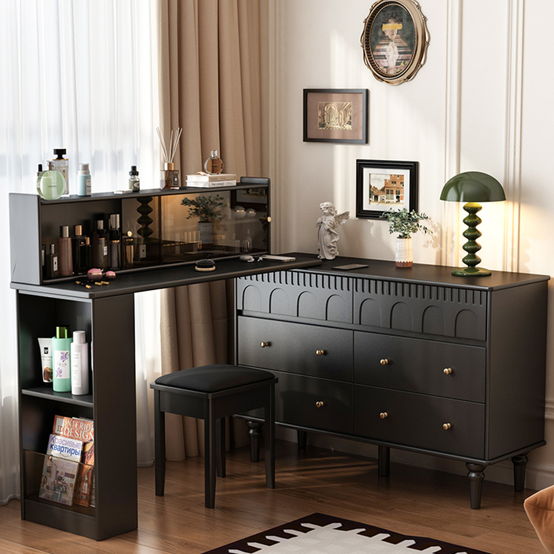 Simplistic Large Vanity Set/Makeup Vanity with Rubberwood Table Top, 4 Drawers/6 Drawers/2 Drawers, Scalable and No Suspension - image 3