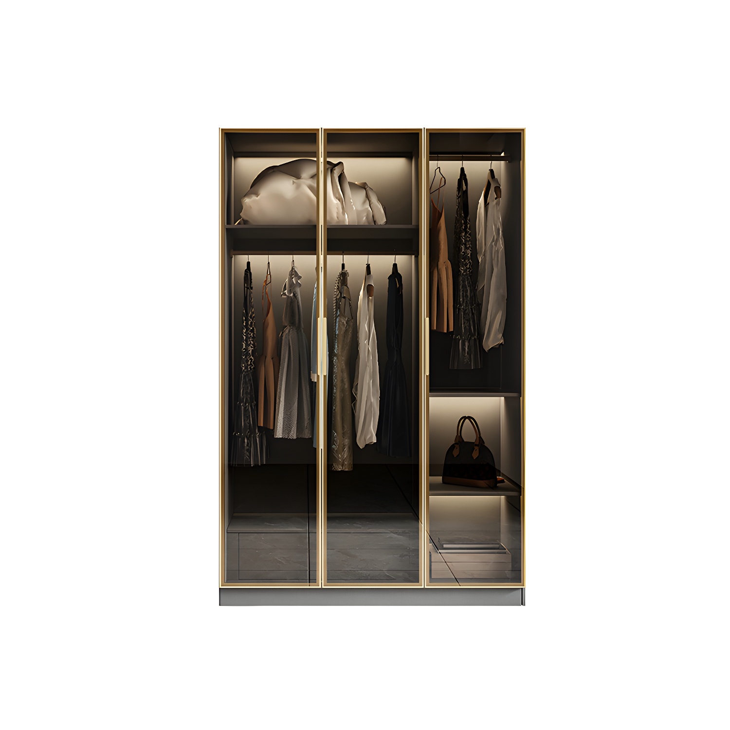 Glass and Wood Wardrobe Armoire Contemporary Wardrobe Closet - image 13
