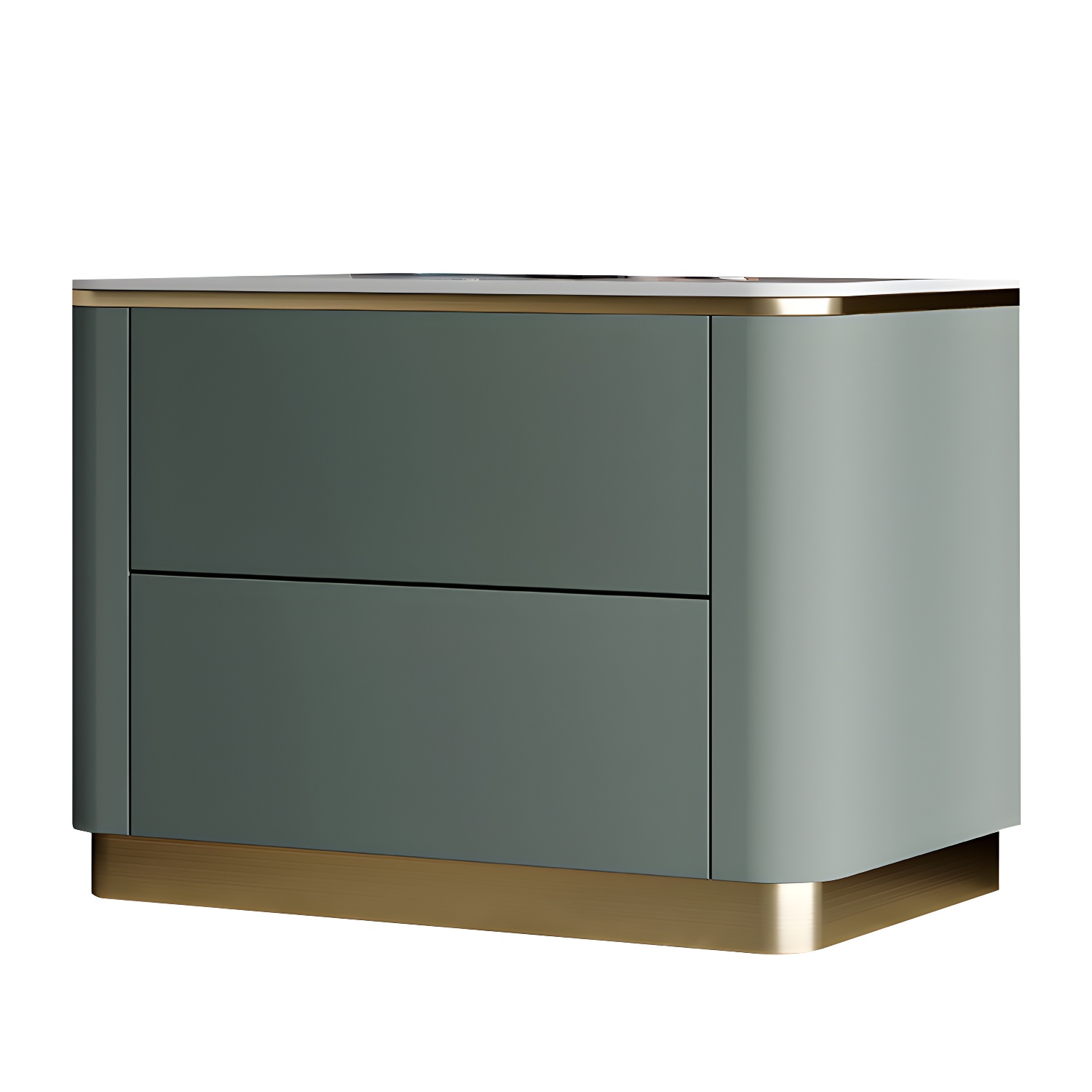 Glam Solid Wood Leather Outer Frame Accent Table Nightstand Drawer Storage Night Table