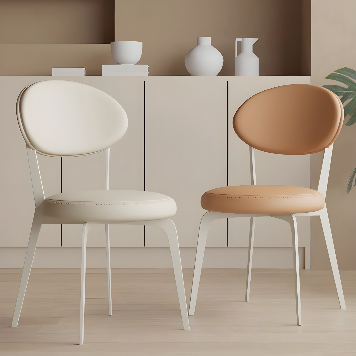 Dining Room Open Back Upholstered Dining Side Chair with Metal Frame - image 8