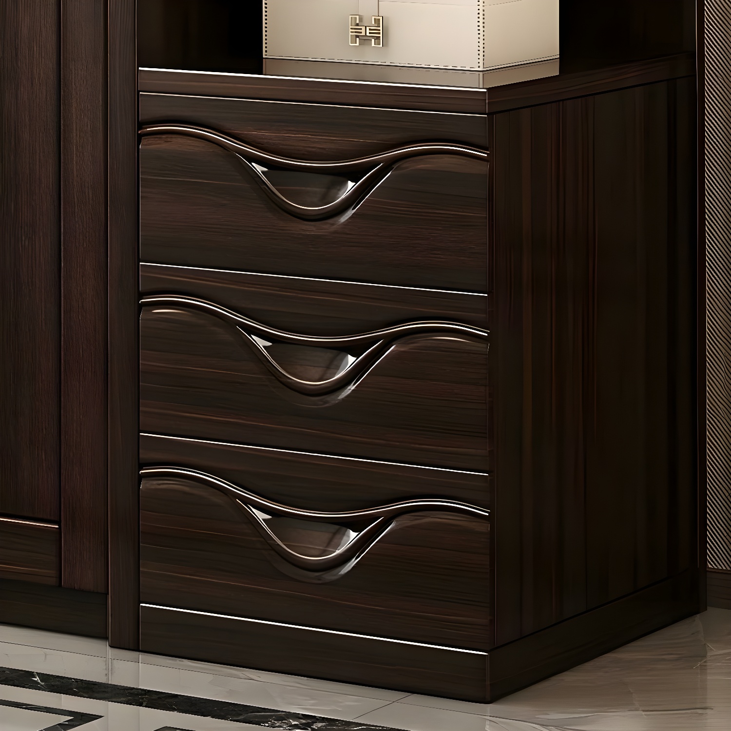 Traditional Black-brown Storage Wood Wardrobe with Clothing Rod and Shelves - image 8