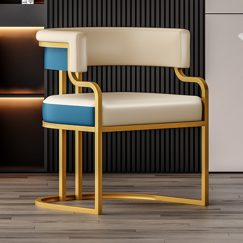 Glam/Casual Alloy Arm Chair with Cushioned Uncovered Back and Armrest
