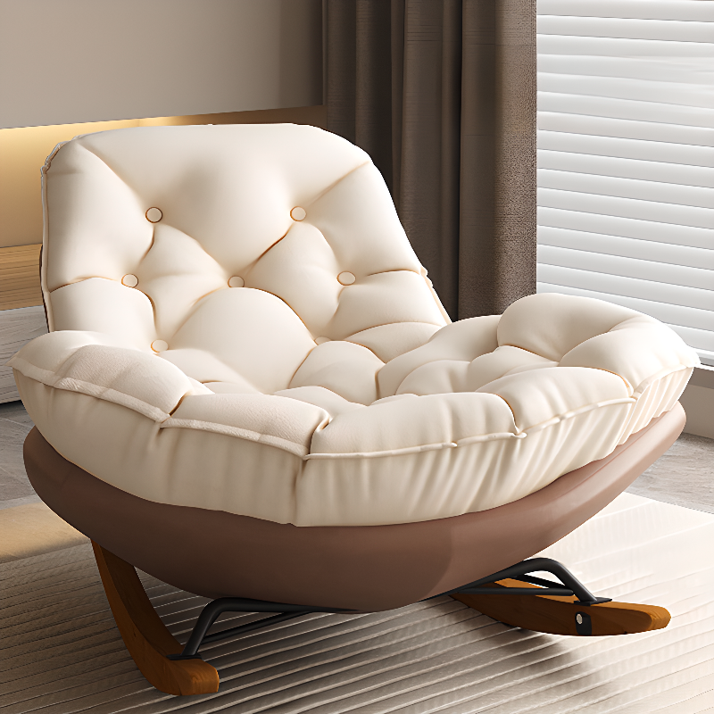 Stationary Upholstered Rocking Chair with Cushioned Rear in a Scandinavian Style, Footstool Included/Not Included - image 19