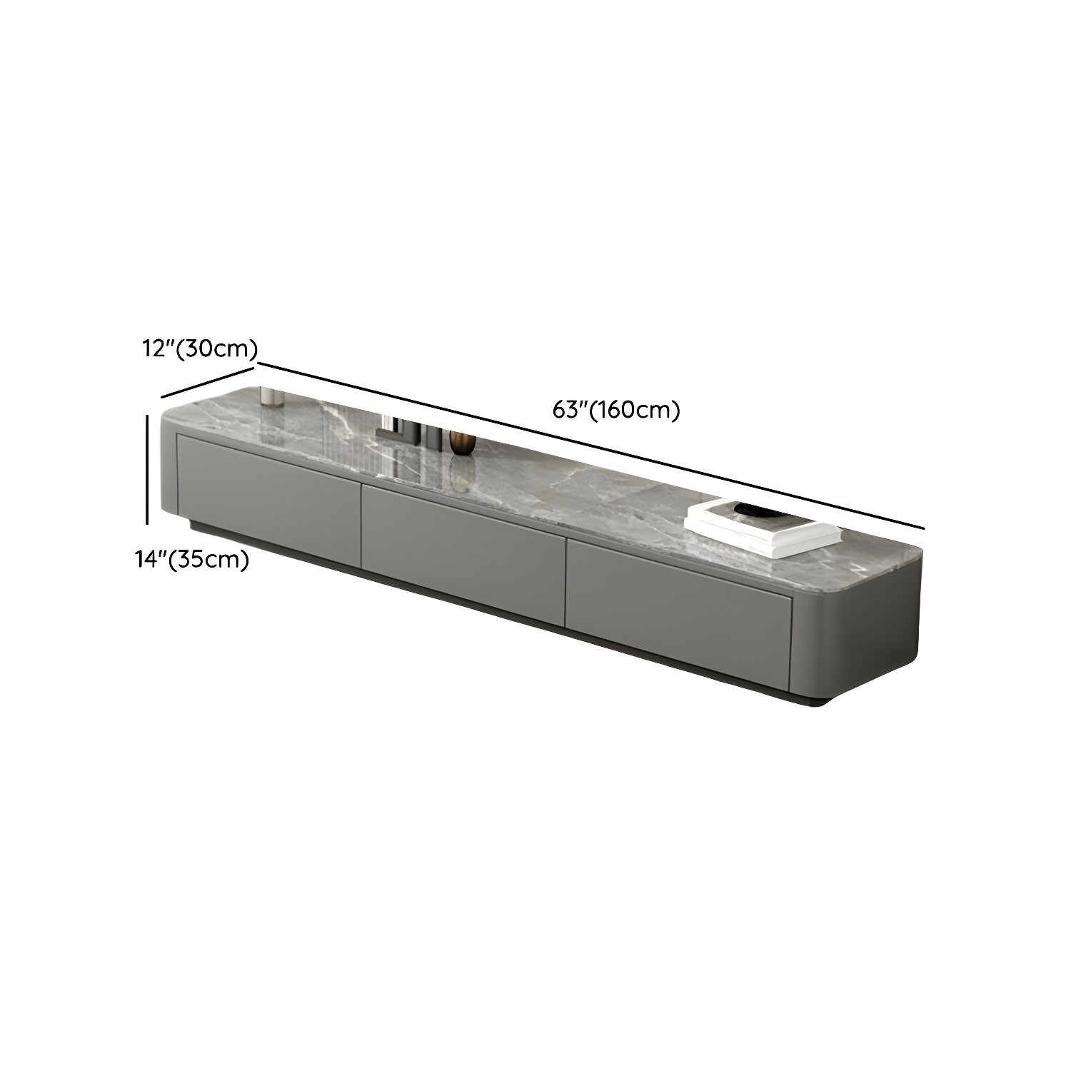 Stone Low TV Stand with Soft-close Drawers and Cable Management - image 13