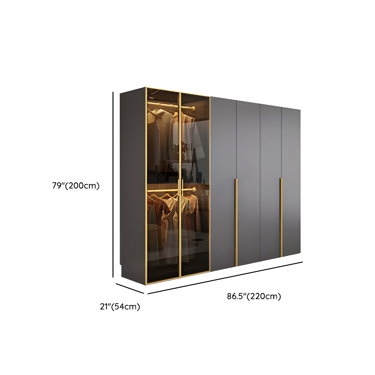 Modern Grey Wood Wardrobe Armoire with Drawers & Adjustable Shelves - image 15