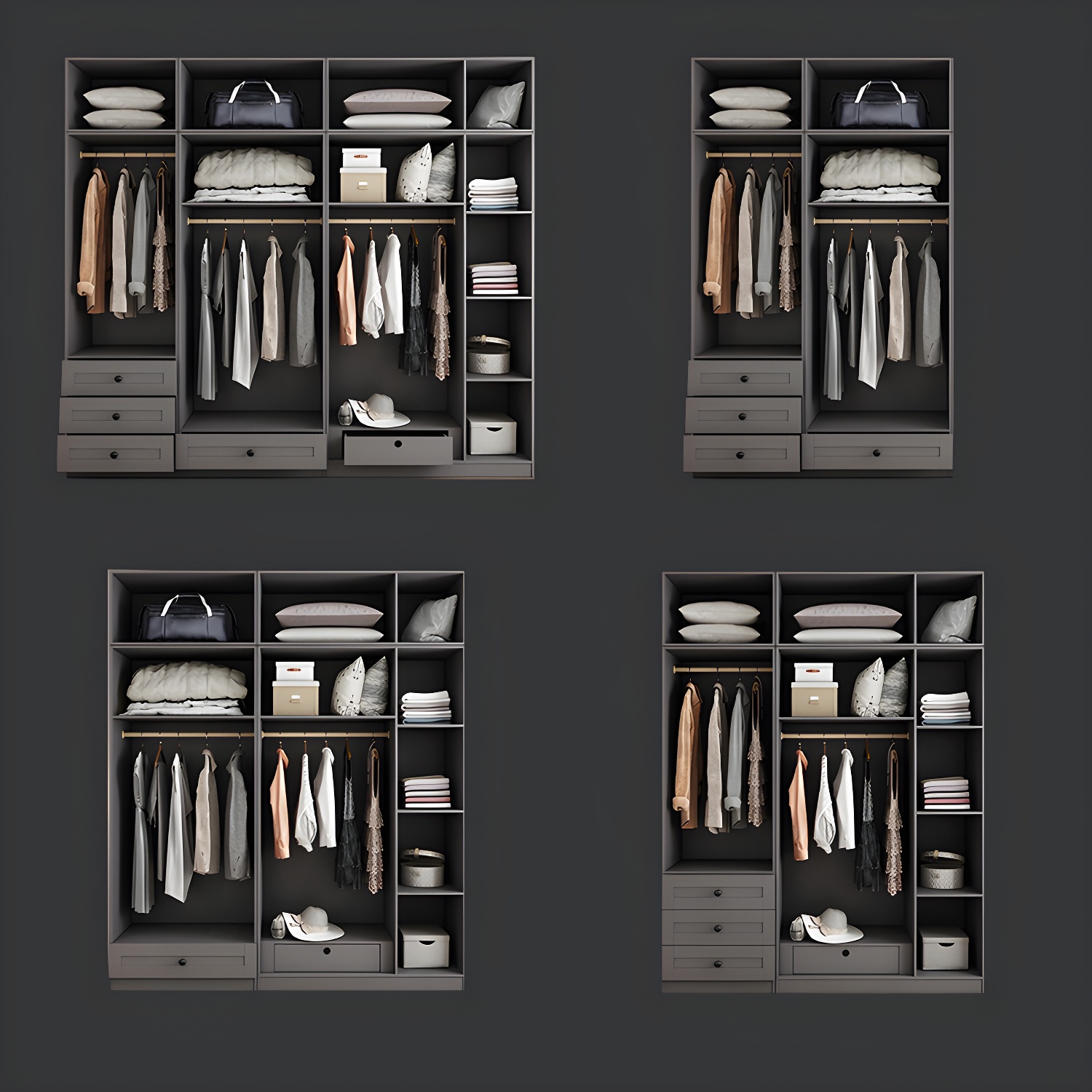 Contemporary Grey Wardrobe Armoire Engineered Wood Wardrobe Closet - image 7