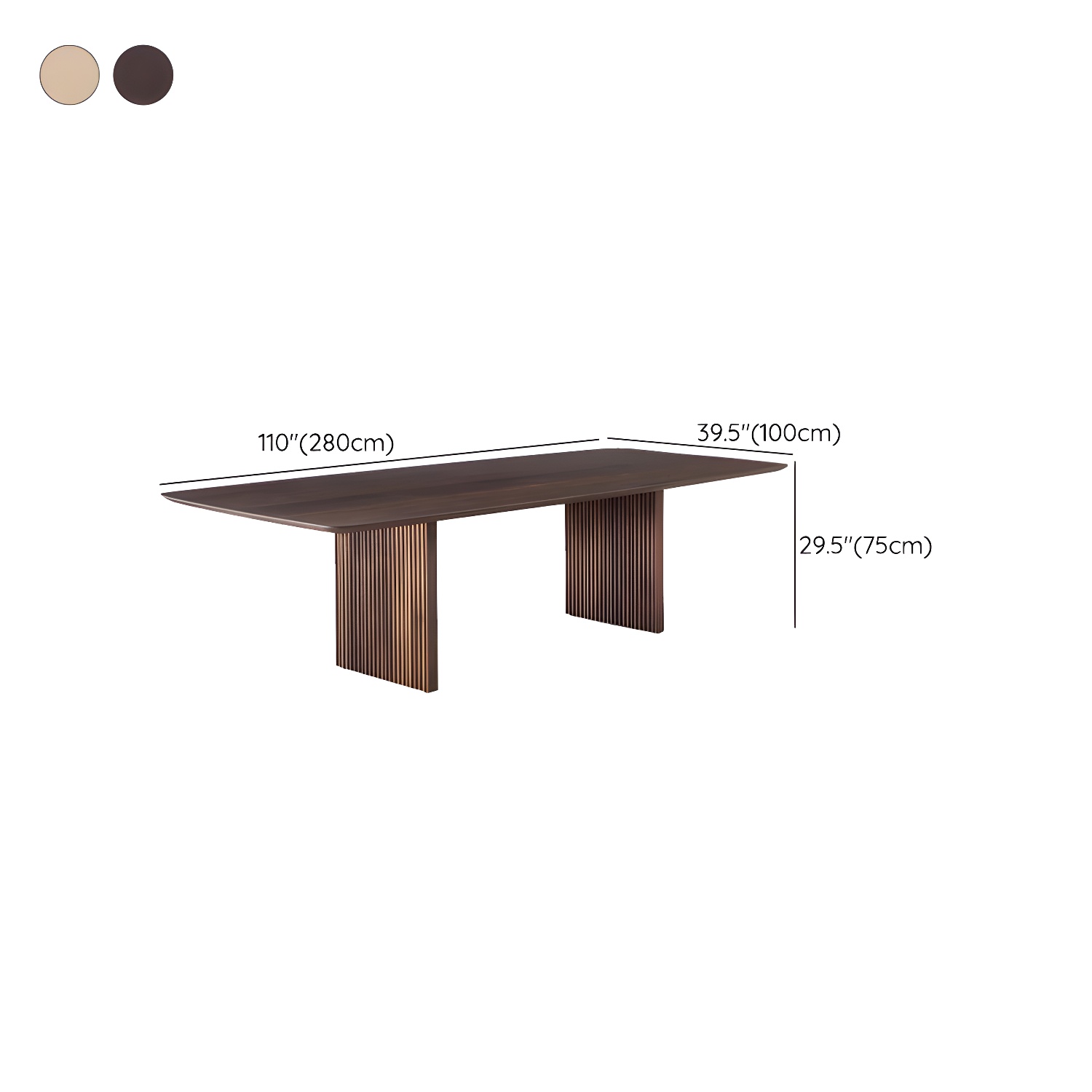 Matte Finish Dining Table with Double Pedestal Pine Wood Dinette Table for Kitchen - image 15