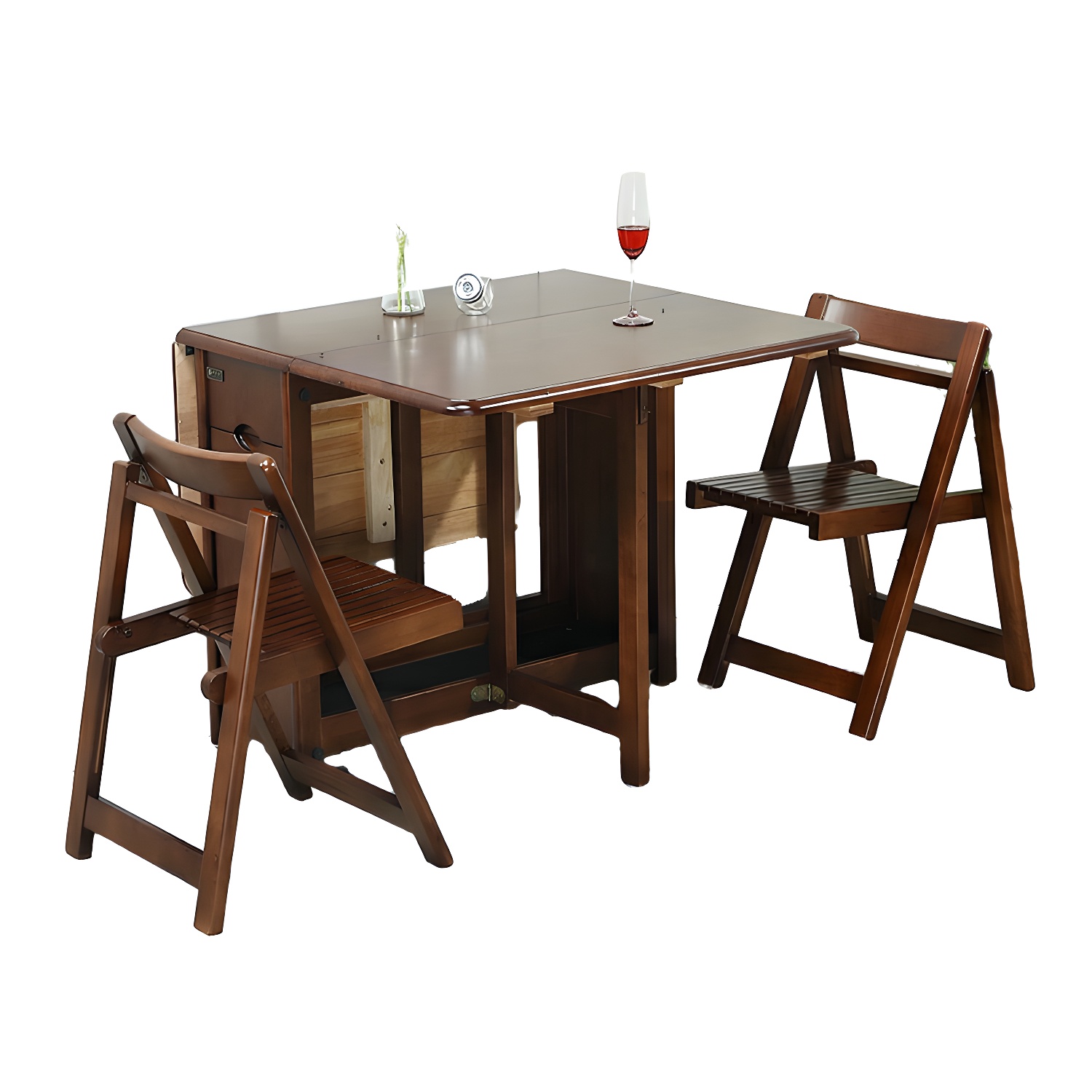 Trendy Collapsible Solid Wood Dining Set Non-adjustable Standard Height - image 12