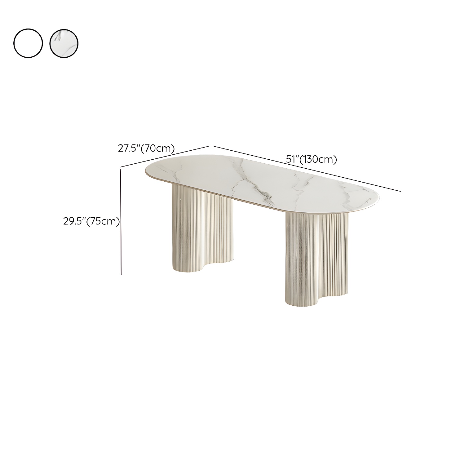 White Modern Stone Top Kitchen Dining Table with Metal Base for Home - image 10
