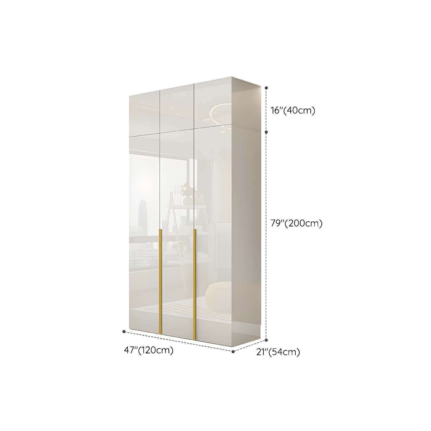 White Modern Style Wardrobe Cabinet Engineered Wood with Garment Rod - image 24
