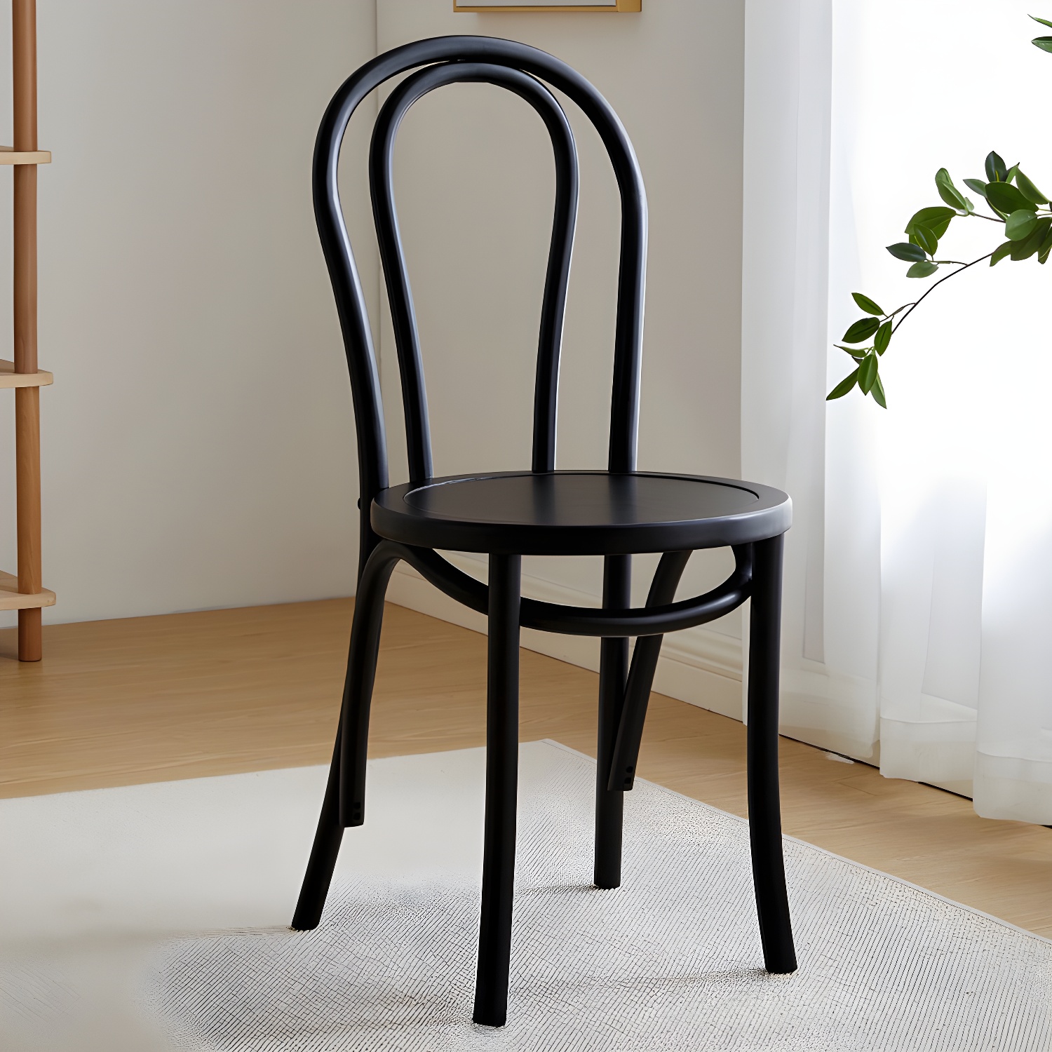 Scandinavian Wooden Side Chair with Standard Height and Armless Design