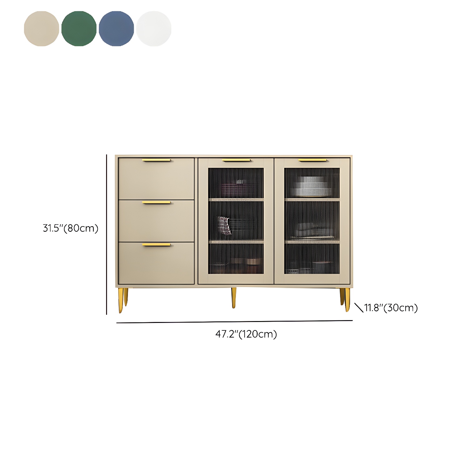 Glam Engineered Wood Sideboard Glass Doors Sideboard with Gold Legs - image 16
