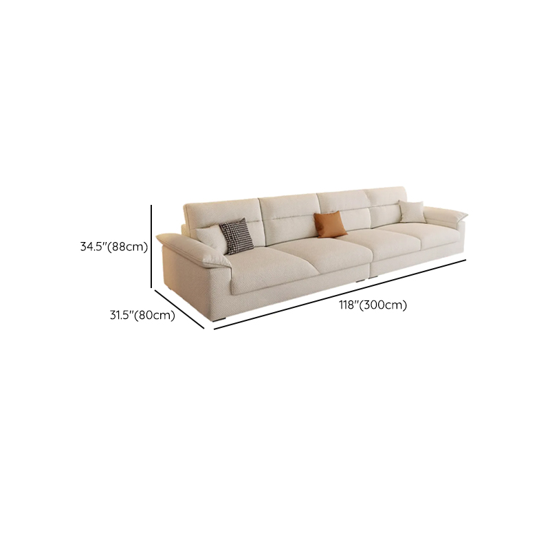 Straight Tear Resistant Sofa with Cushion Back in Ivory, Seats 4/3 Person, Horizontal Orientation, and Recessed Arm - image 13