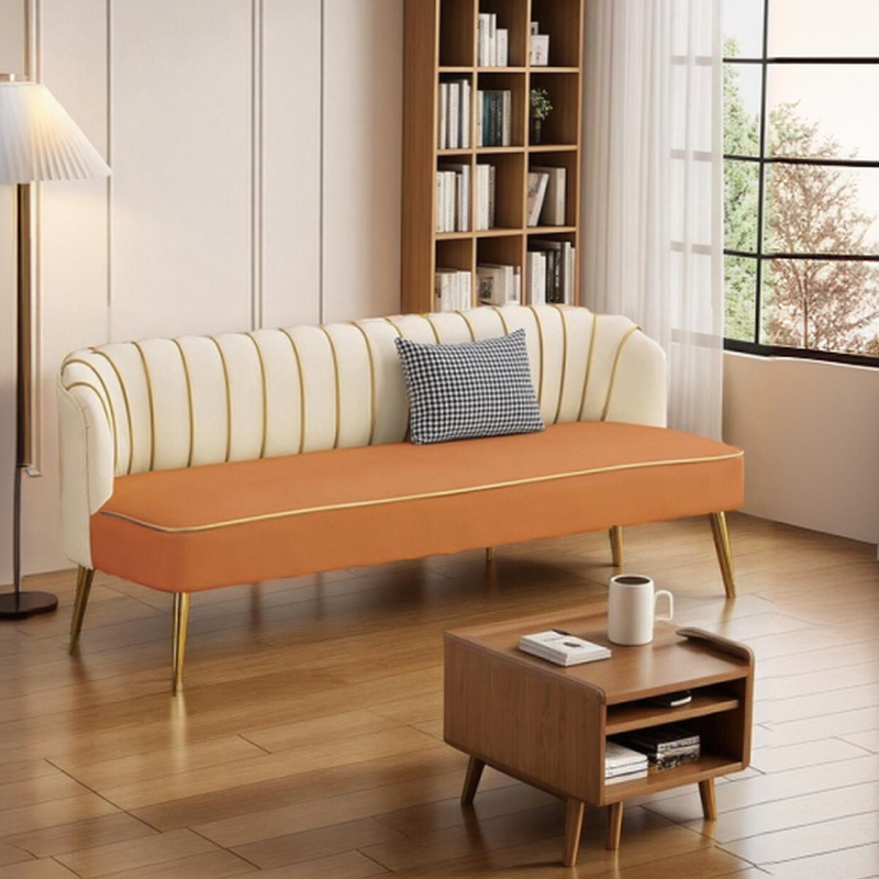 Modish Solid Color Stain Resistant Standard Sofa/Loveseat in Grey/Beige/Amber Color for 2/4-seater/3-seater with 1 Pillow - image 11