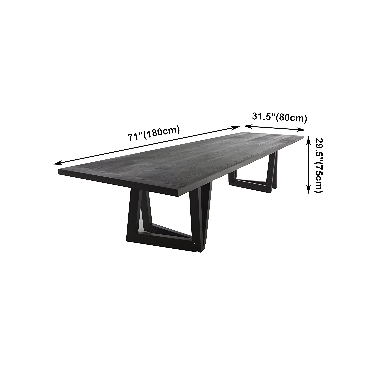 Industrial Solid Wooden Table Restaurant Rectangle Dining Table with Double Pedestal Base - image 8