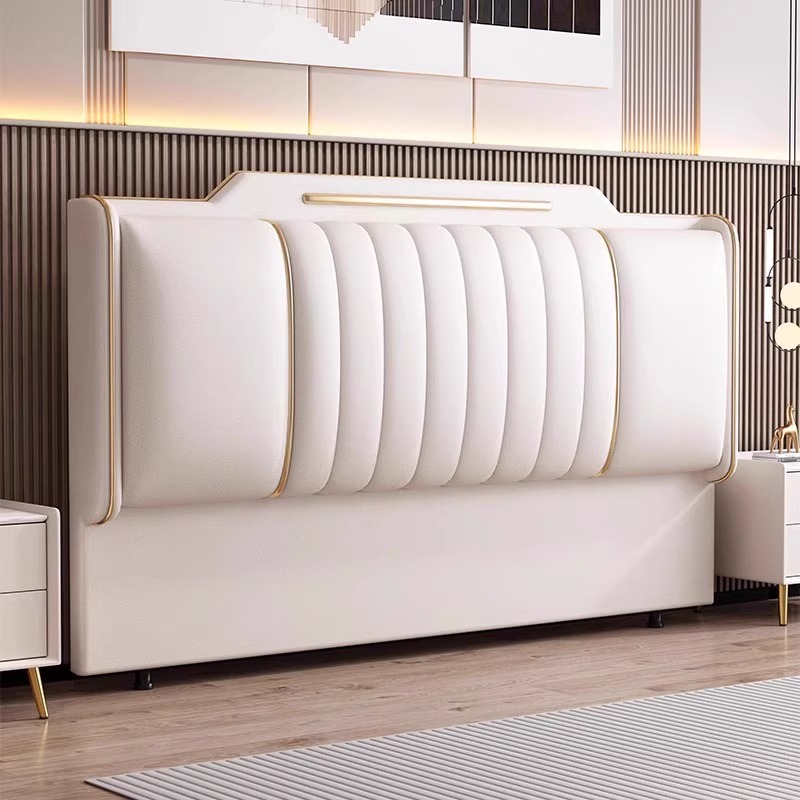Art Deco Style Panel Headboard in Pine Wood with No Distressing, Camelback Shape for King/Queen/Full Bed, Featuring Sponge Upholstery and Standard Height - image 8