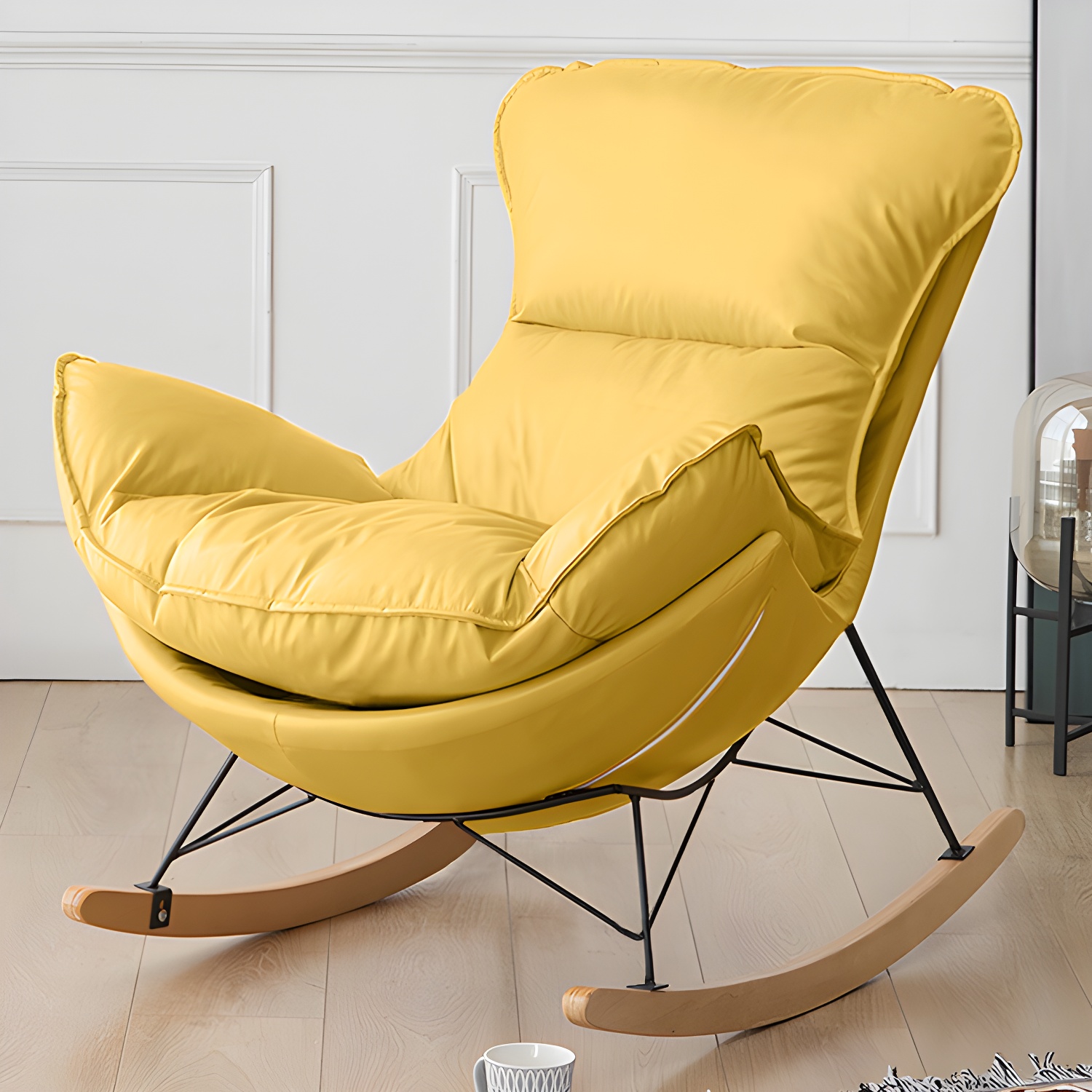 Stylish and Comfortable Modern Upholstered Rocking Chair with Removable Back Cushion - image 10