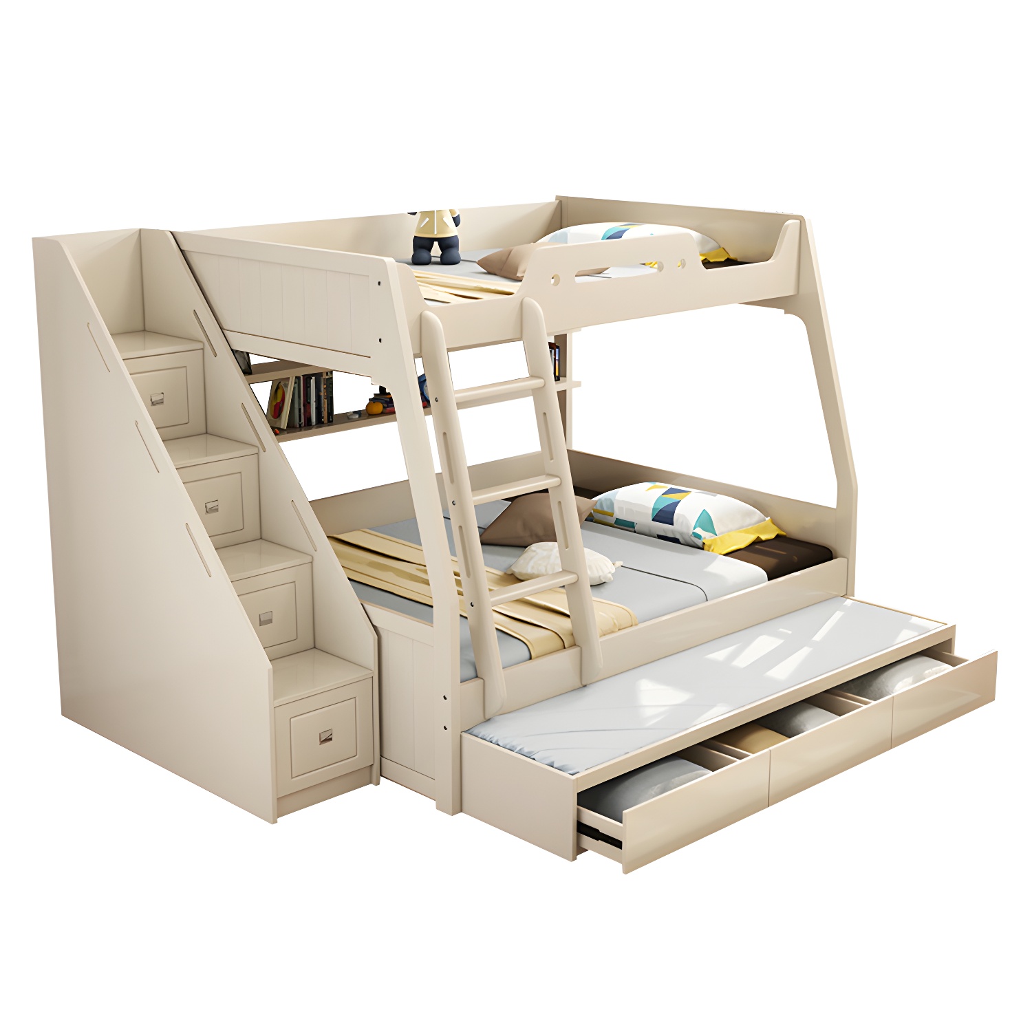 Solid Color Wood Bunk Bed Modern No Distressing Mattress Included Bunk Bed - image 12