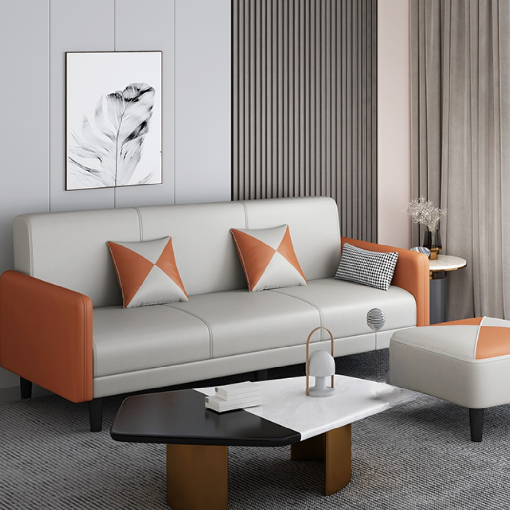 Trendy Solid Color Stain Resistant Standard Sofa in Grey/Cerulean/Beige with Arm, 4-seater/Seats 3 and 2 Pillows - image 24