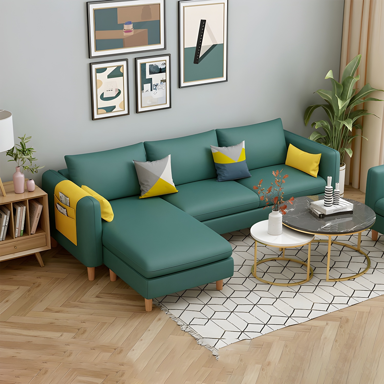 Modern Wooden Frame L-Shaped Sectional Sofa Chaise in Small Size with Storage Included - image 22