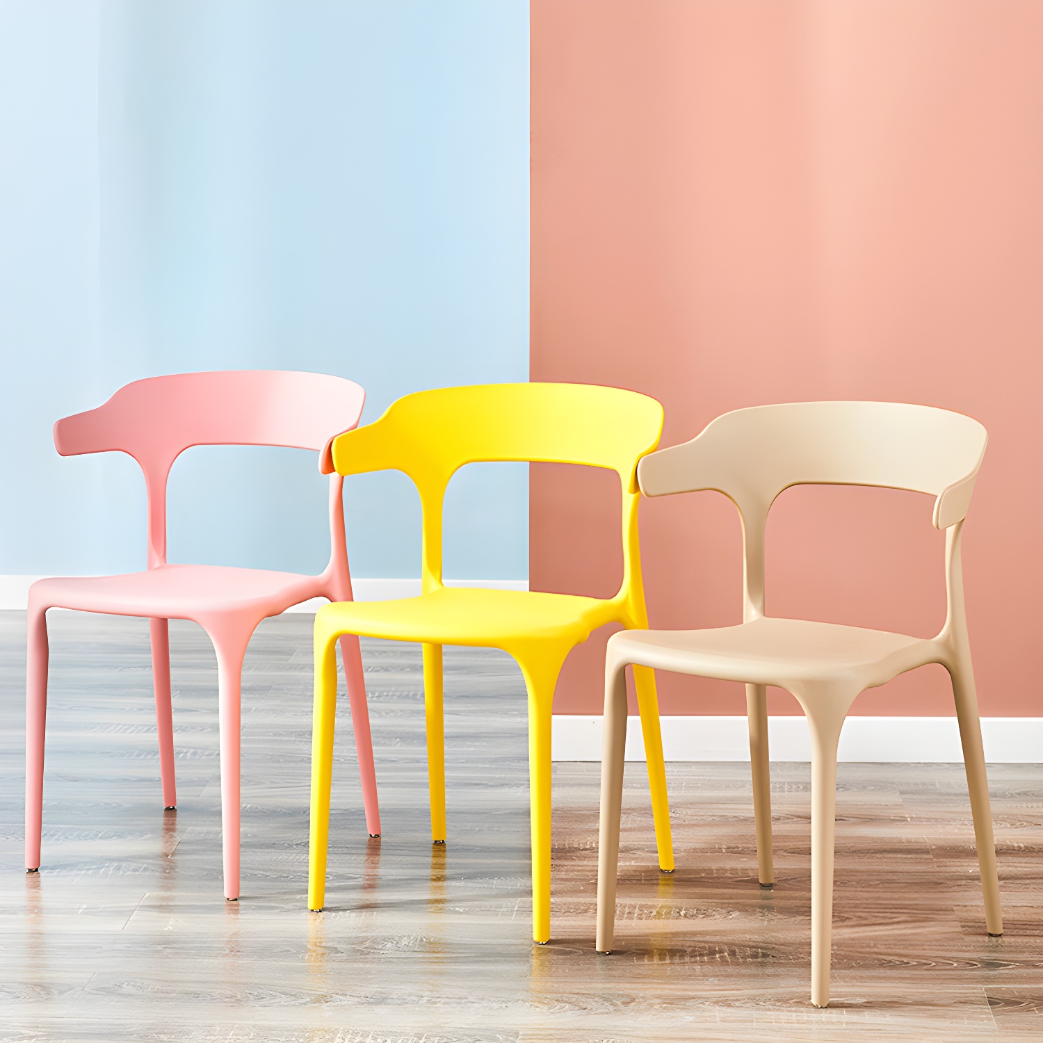 Home Modern Side Chair Stackable Open Back Plastic Dining Room Chair Set - image 20