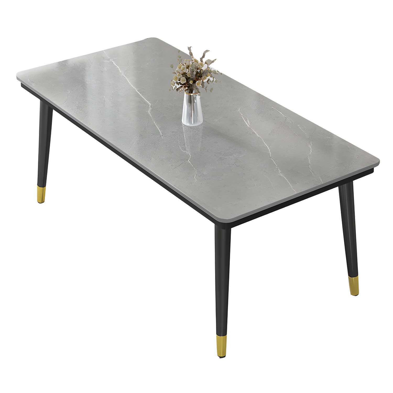 Industrial Standard Rectangle Shape Dining Table Sintered Stone Top Dining Table for Kitchen
