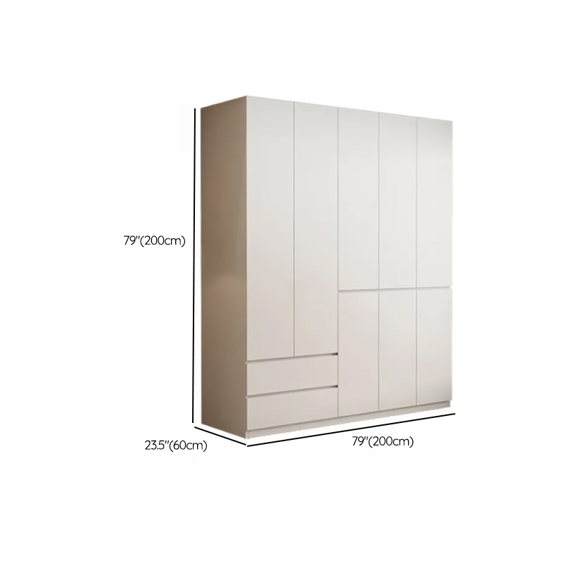 Sleek White Timber Contemporary Unattached Cabinet Armoire with 2 Drawers, Interior Shelves, and Hanging Rod - image 12