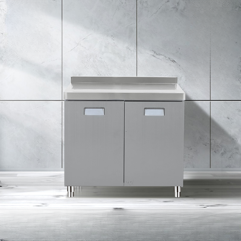 3 Doors/4 Doors/2 Doors Art Deco Chrome Narrow/Standard Sideboard with Metal Countertop, 1 Shelf, and Kitchen Cupboards