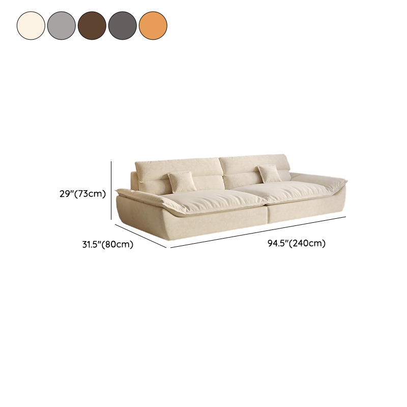 Modern Solid Color Scratch-defiant Standard Sofa in Light Gray/Taupe/Citrus Color, 3-seater with 2 Pillows - image 19