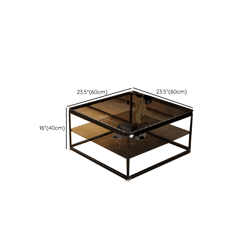 Gray/Tan Top Double Nesting Accent Table with Copper Square Frame - image 11