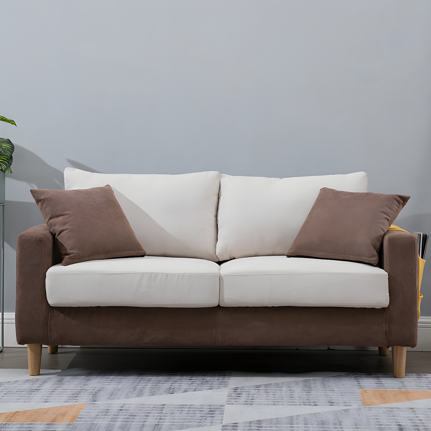 Beige Modern Farmhouse Cushions Standard Sofa 21.65"High Square Arm Sofa - image 6