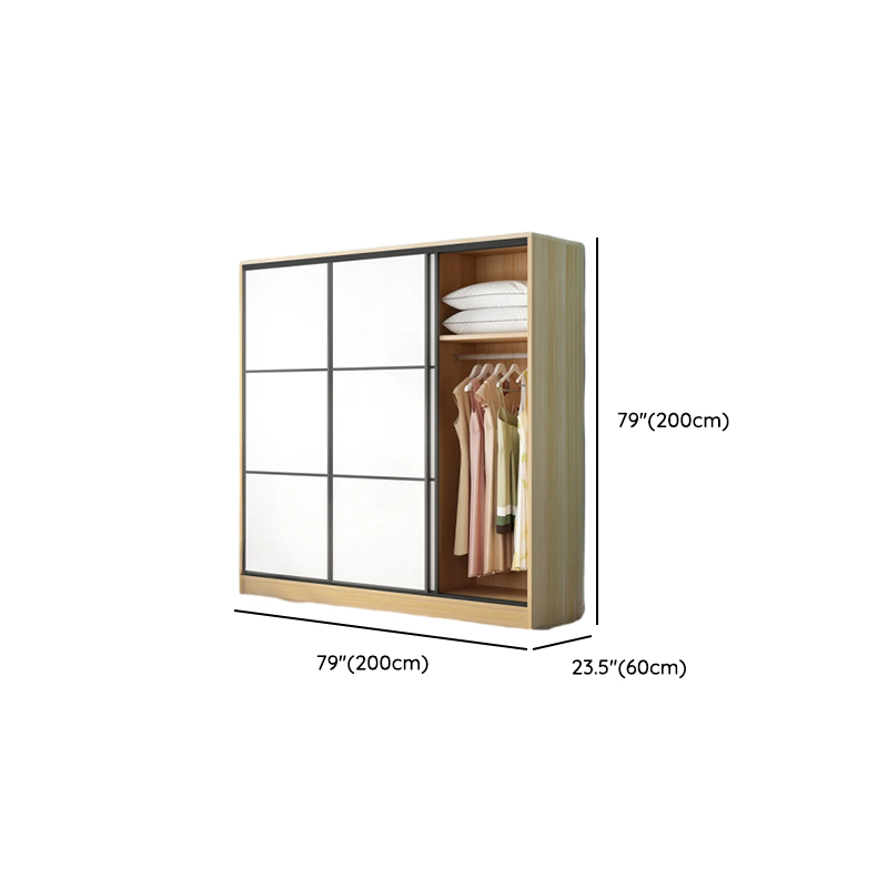 Natural Finish Minimalist Laminate Cabinet Armoire with 3-Drawer/4-Drawer, Soft Close Door, Interior Shelves, and Clothing Rod - image 12