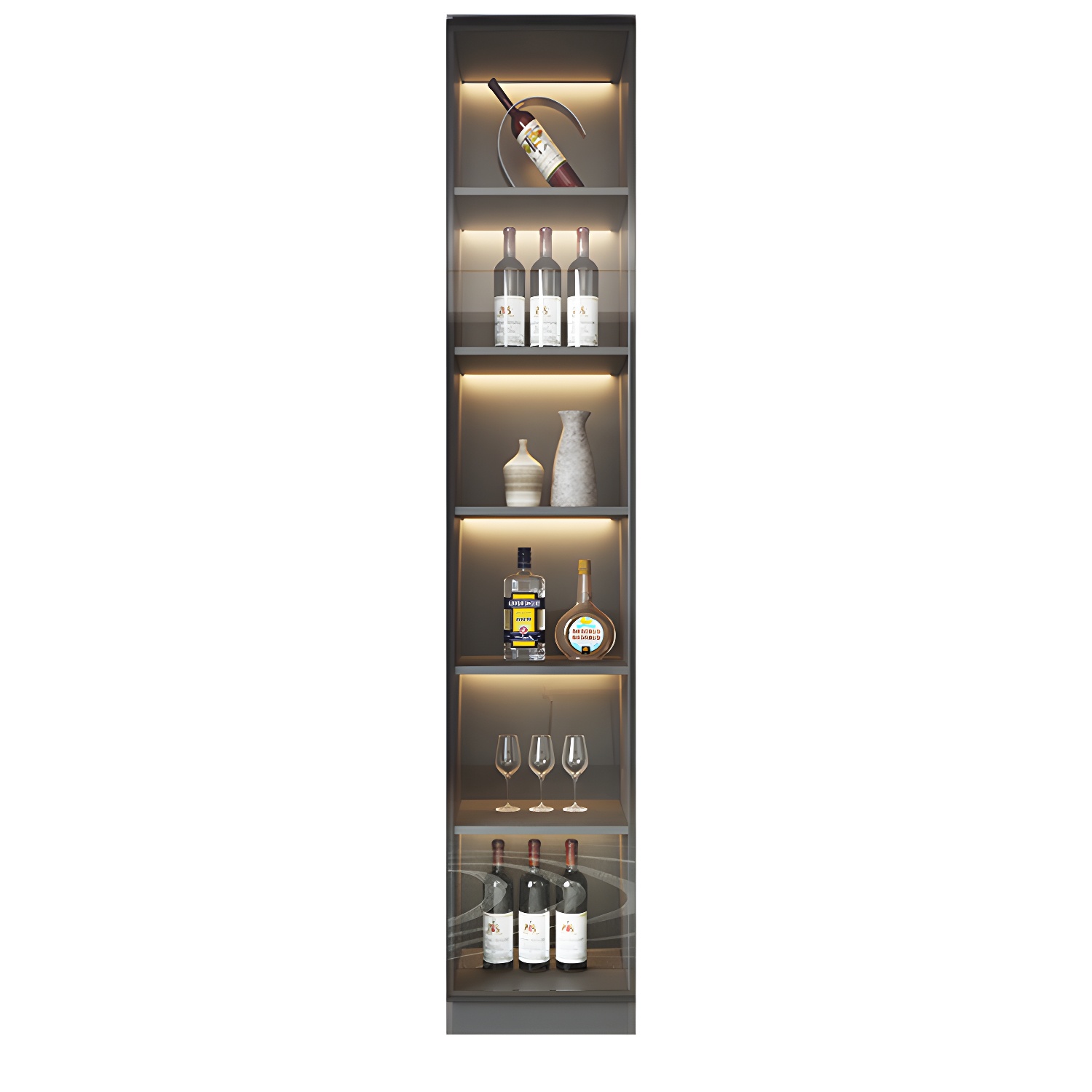 Modern Glass Adjustable Shelving Doors Wood Sideboard Cabinet with Cabinets and Drawers - image 2