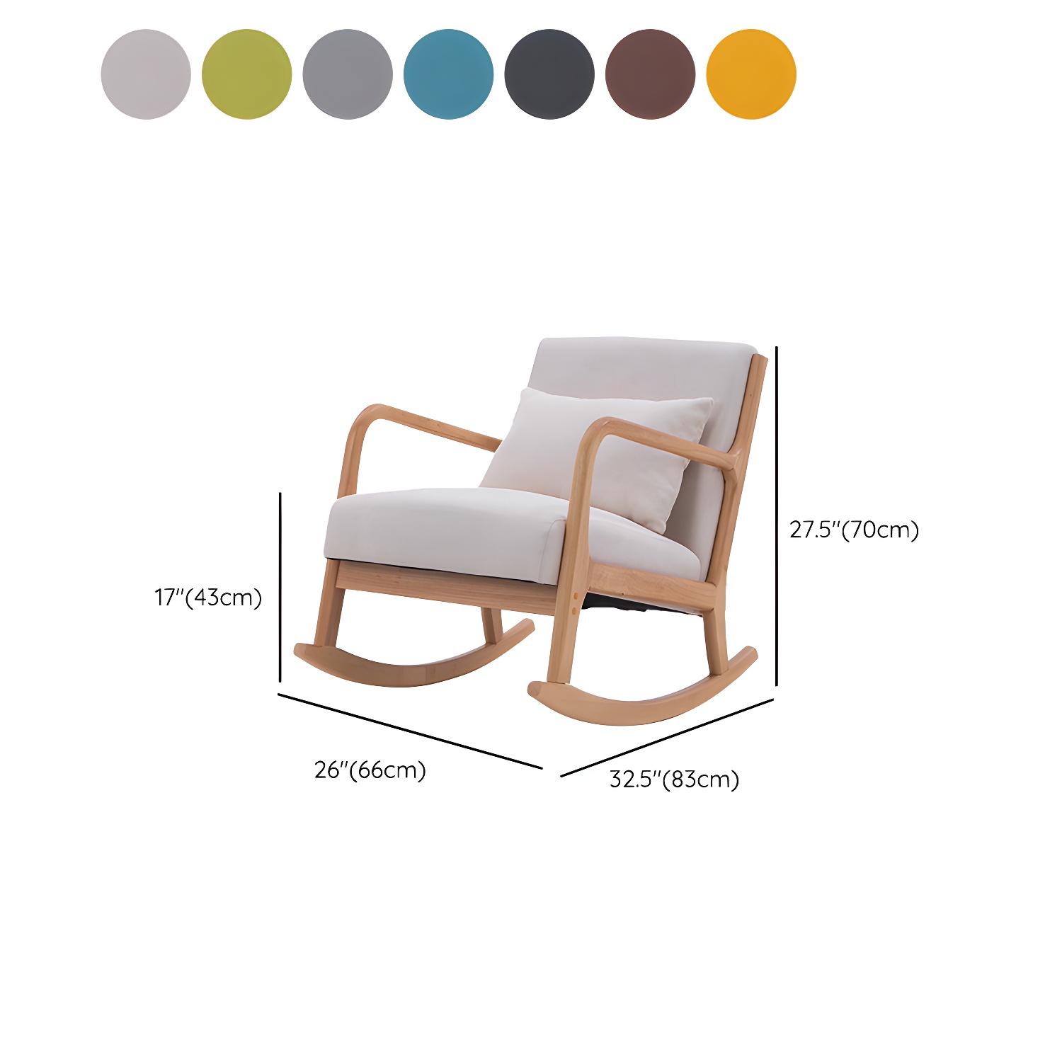 Mid-Century Modern Rocking Accent Chair with Solid Wood Frame and a Pillow - image 20