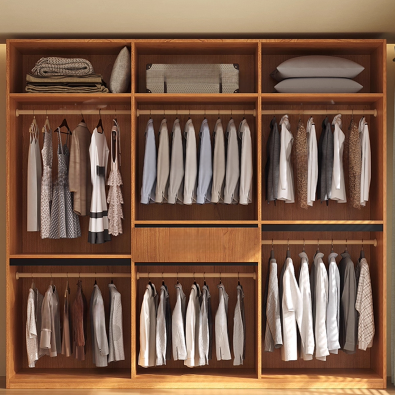 Modish Natural Wood Independent Armoire Cabinet with Soft Close Drawer, Soft Close Door, Interior Shelves, and Clothing Rod - image 5