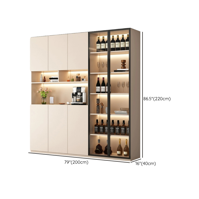Off-White Contemporary Wood Buffet Sideboard with Cabinets and Shelves - image 24