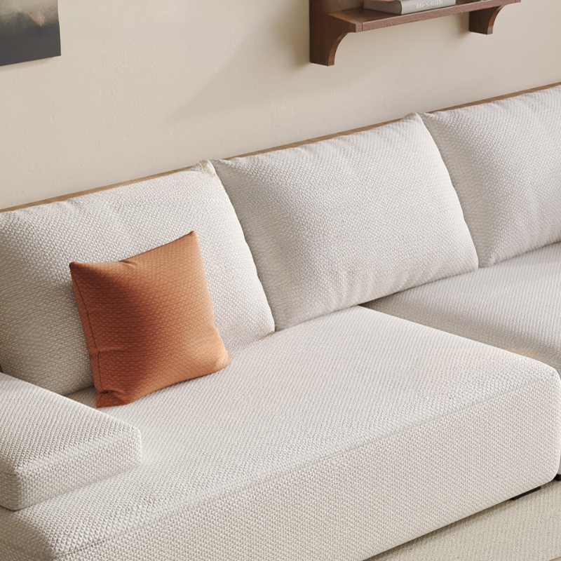 Modish Solid Color Stain Resistant Standard Sofa in Black/Light Gray/Beige for 6-Seater with 2 Pillows - image 12