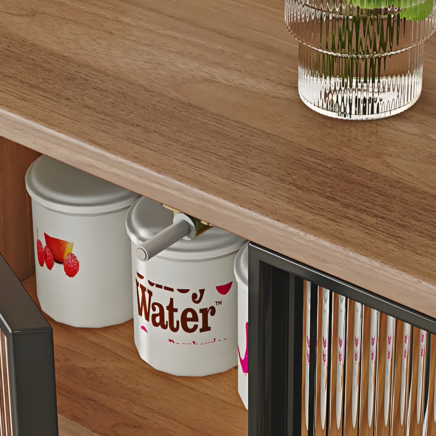 Contemporary Engineered Wood Free-standing Sideboard with Glass Door and Adjustable Shelves - image 7