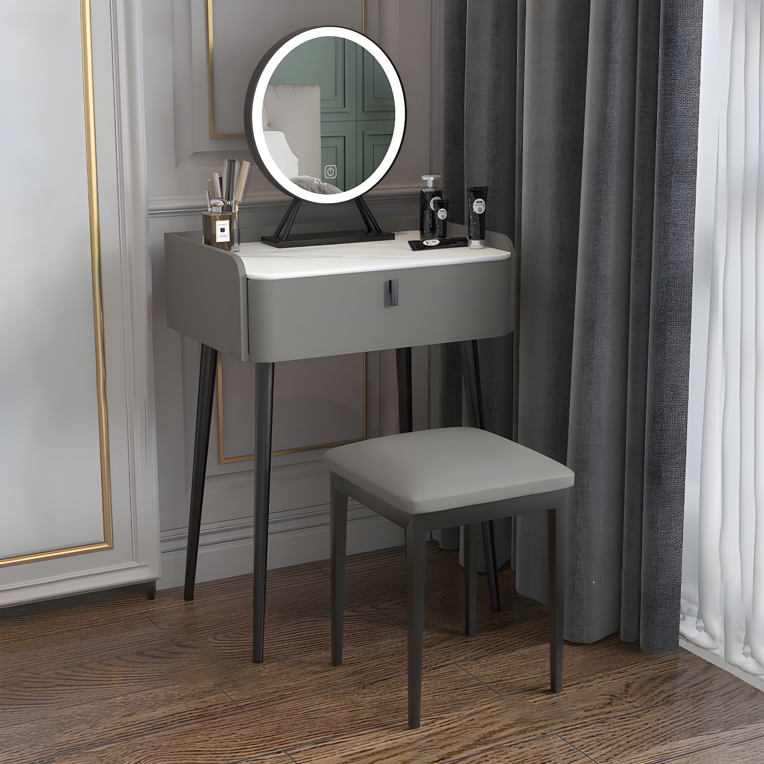 15" Wide Contemporary Make-up Vanity Mirror Dressing Table with Drawer - image 7