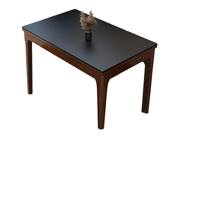 Scandinavian Rectangular Sintered Stone Dining Table Set with Four Legs Fixed Table for 4/2 People in Ink/Chalk - image 9
