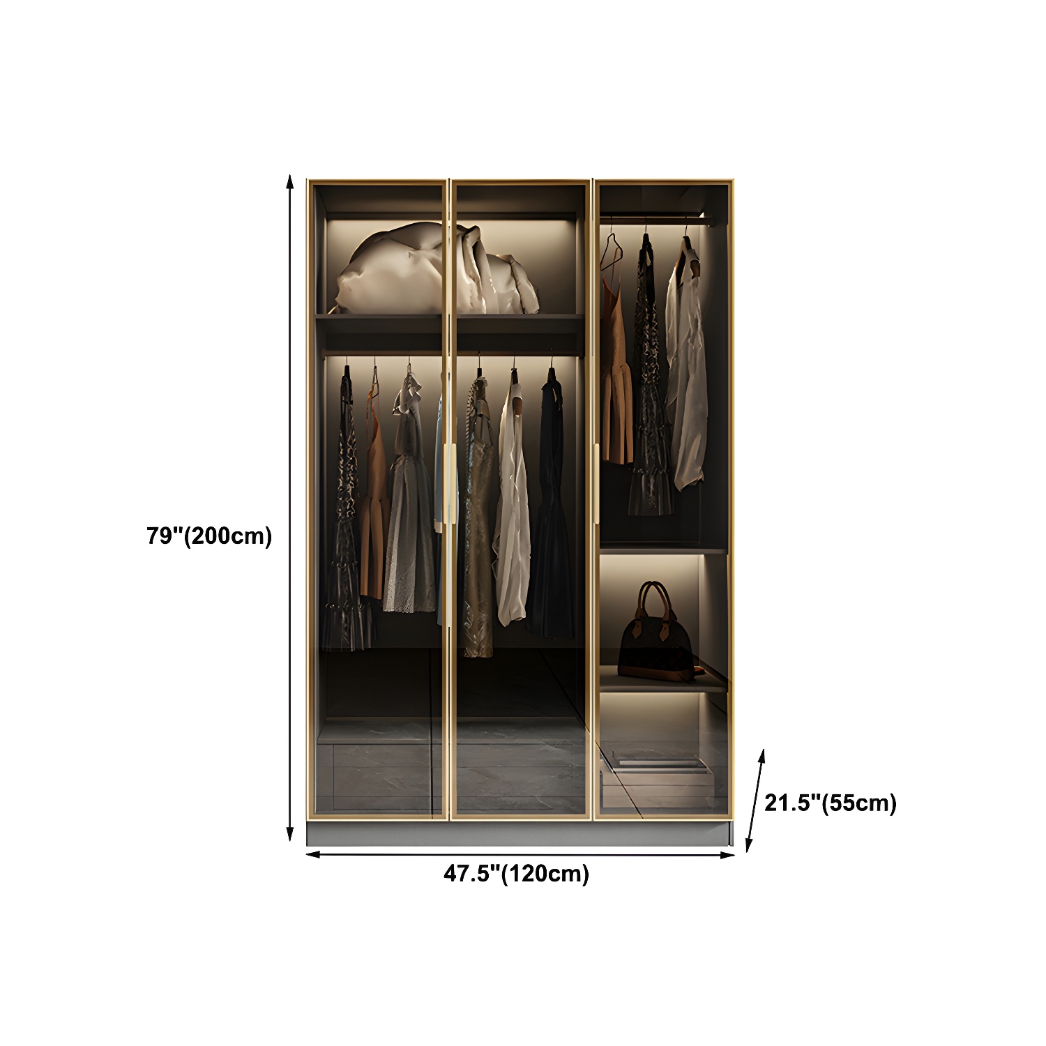 Glass and Wood Wardrobe Armoire Contemporary Wardrobe Closet - image 17