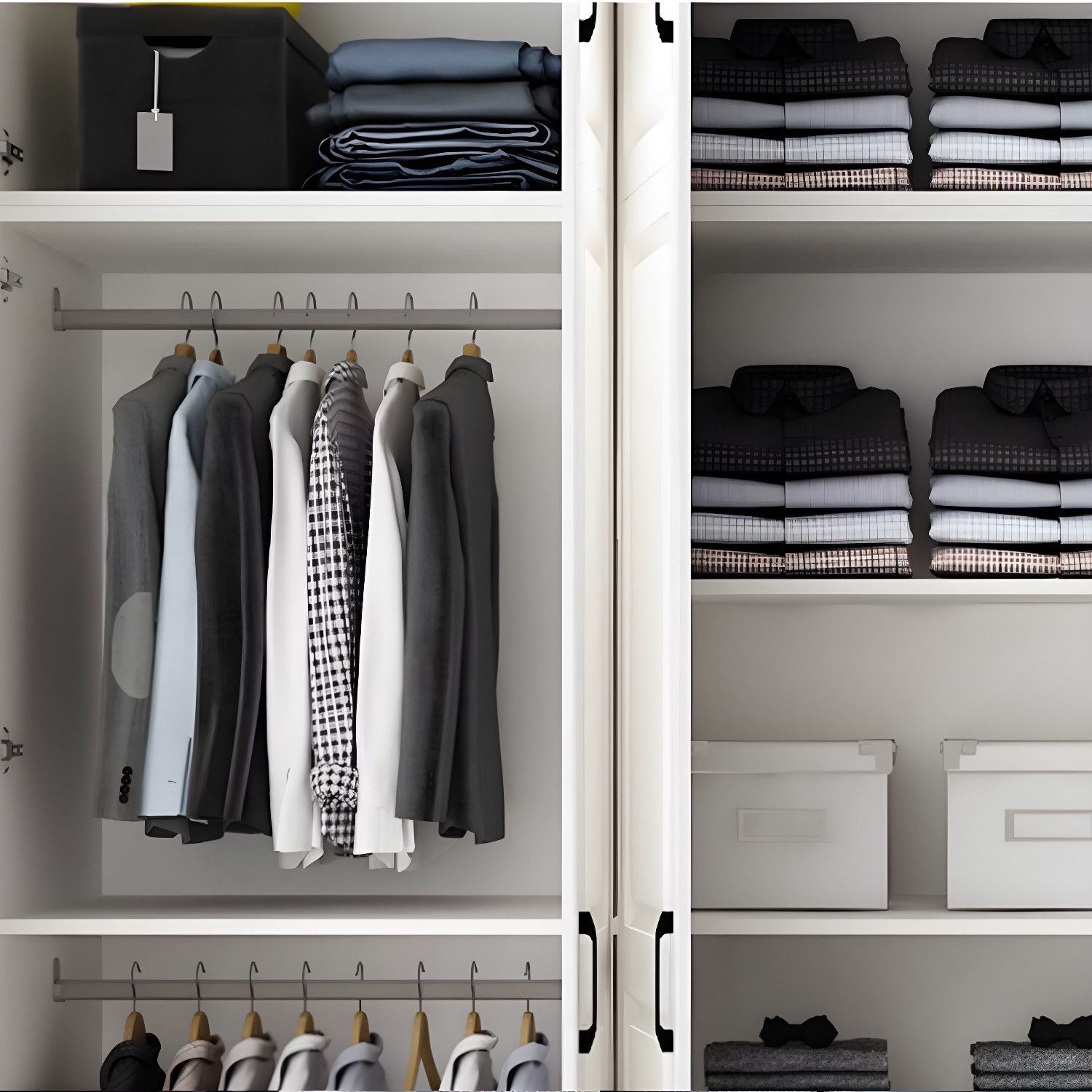 White Wood Wardrobe Armoire with Drawers, Shelves, and Clothing Rod - image 3