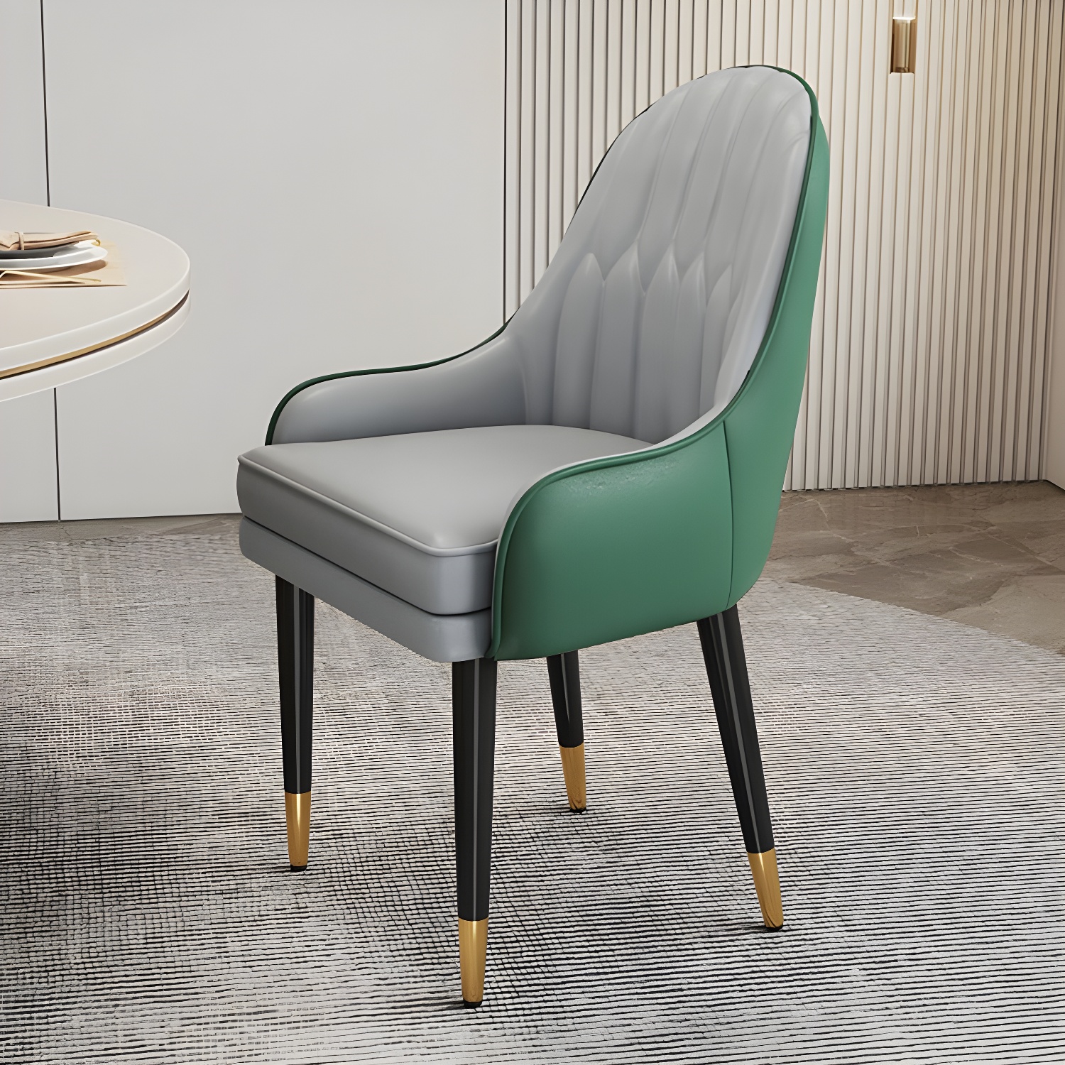 Glam Arm Chair with Upholstered Faux Leather, Solid Back, and Metal Legs - image 13