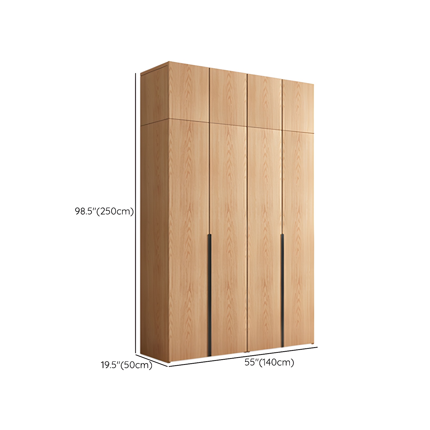 Contemporary Freestanding Natural Wardrobe Oak Solid Wood Wardrobe with Shelves - image 26