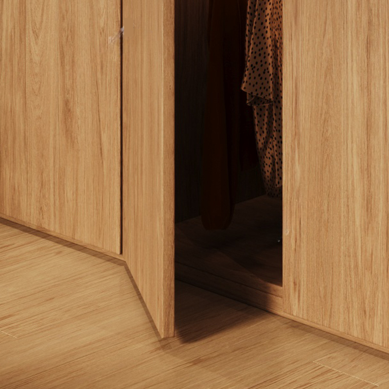 Wood Grain Minimalist Laminate Wardrobe Closet with Soft Close Drawer, Soft Close Door, Interior Shelves, and Clothing Rod - image 8