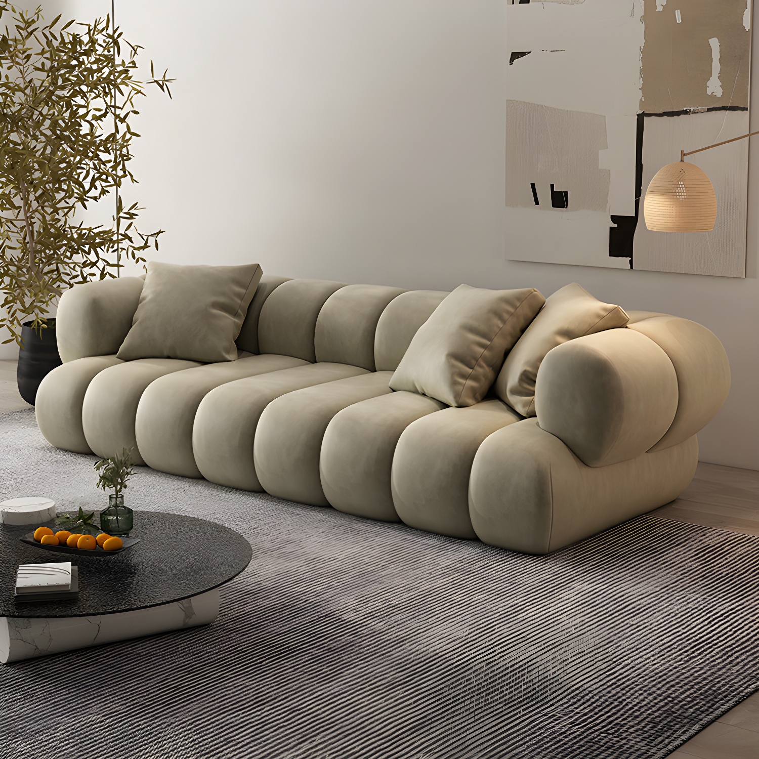 Scandinavian Green Sofa with Tuxedo Arm and Sewn Pillow Back - image 5