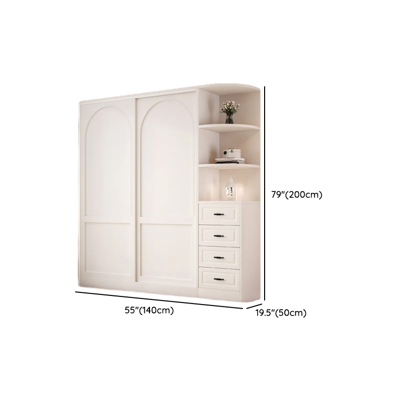 Contemporary White Engineered Wood Cabinet Armoire with Multiple Drawers, Interior Shelves, and Hanging Rod - image 21