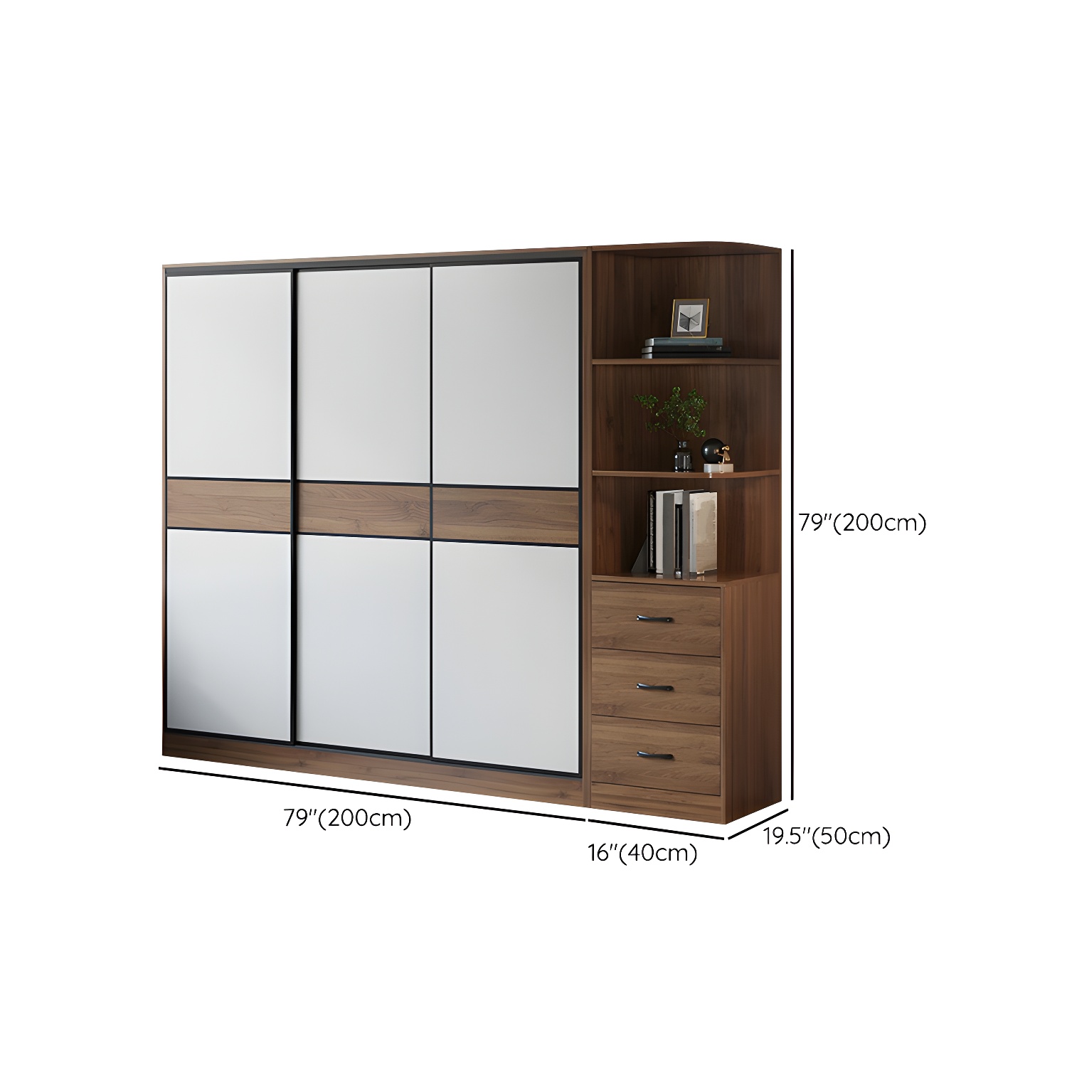 Modern Brown Wood Wardrobe Armoire with Sliding Doors, Shelves, and Clothing Rod - image 28