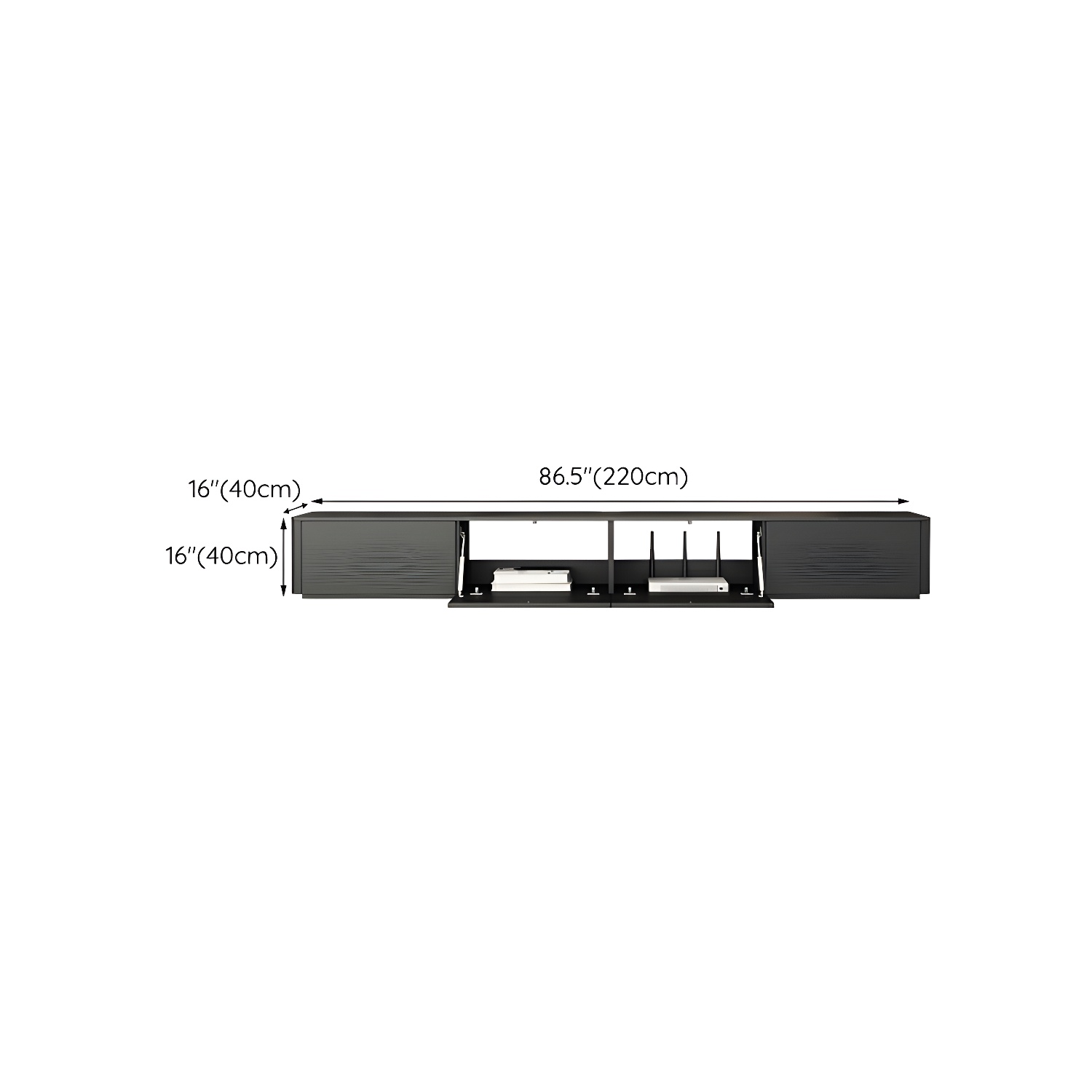 Black Wood TV Stand with Drawers and Cable Management – Modern Style and Low Height - image 16