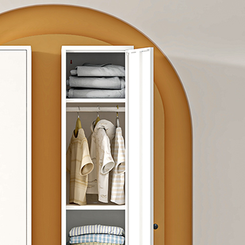 White Modish Steel Armoire Cabinet with Adaptable Shelf and Clothing Rod - image 3